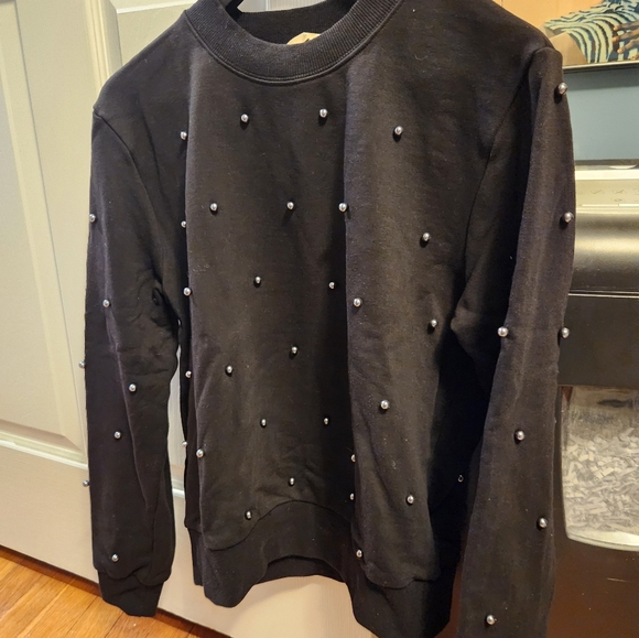 H&M Black Crewneck Sweater with Studded Embellishments - Picture 2 of 13